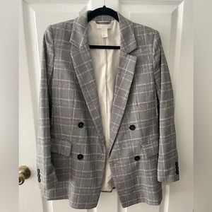 H&M Fitted Double Breasted Grey Plaid Blazer | Great Condition | Worn once